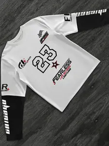 Oversized 2-in-1 Racing Style Long Sleeve Shirt | Chicago Formula 1 Graphic | Fearless Print | Streetwear for Race Day/Urban Outfit | Breathable Casual Top for Men & Women