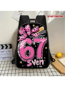 2D Flat Printing, 1pc Birthday Leopard Print Bow Backpack, Adjustable Shoulder Straps, Ideal for a Comfortable Fit for Teens And Teenager, for Teenager, For Teenager