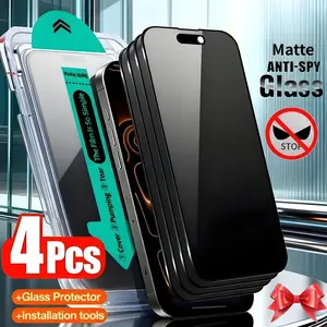 4 Matte Privacy Tempered Glass Smartphone Screen Protectors for iPhone 17 Pro Max/17 Pro/16 Pro/16/15/14/13/12/11, Full Coverage, 9h Hardness, Dynamic Island
