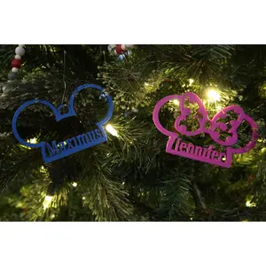 Mouse Ears Hat Shaped Name Christmas Tree Ornament Personalized