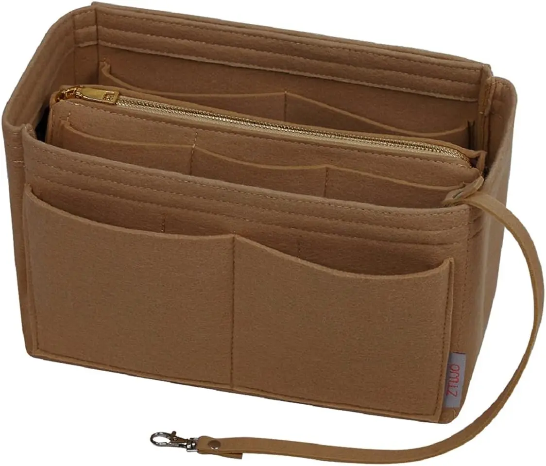 Purse Organizer Insert, Felt Bag Organizer with Metal Zipper, Handbag & Tote Shaper, For Speedy Neverfull Tote, 7 Sizes