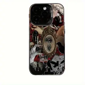 Vintage Eye Crow Collage Suitable for TPU Pattern for iPhone 16 Pro Max Phone Case iPhone 15 Pro Max/14/16 Plus/15/13P/12/11/X/XR/XS Max Business Shockproof Silvery, PC Protective Case High Appearance Protector Screen Protector