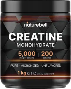 Creatine Monohydrate Powder Micronized Pure Unflavored 5g Per Serving - 200 Servings (1000g / 2.2 lb) Pre-Workout Muscle Support, Keto Vegan Filler-Free