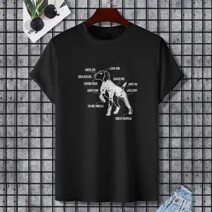 Anatomy Of A German Shorthaired Pointer GSP Dog Lover Gift T-Shirt, 100% Cotton, Single Side Printed, Black Short Sleeve T-shirt, Gift for Family Friends, S-XXXL, 1 pc, Fabric Weight 180g