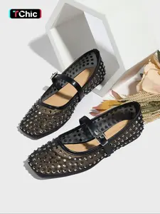 Women's Fashionable Studded Decorated Ballet Flats, Elegant Comfortable Flat Shoes for Daily Wear, Casual Trendy Shoes for Women & Girls, Running, Ballerina Flats Shoes