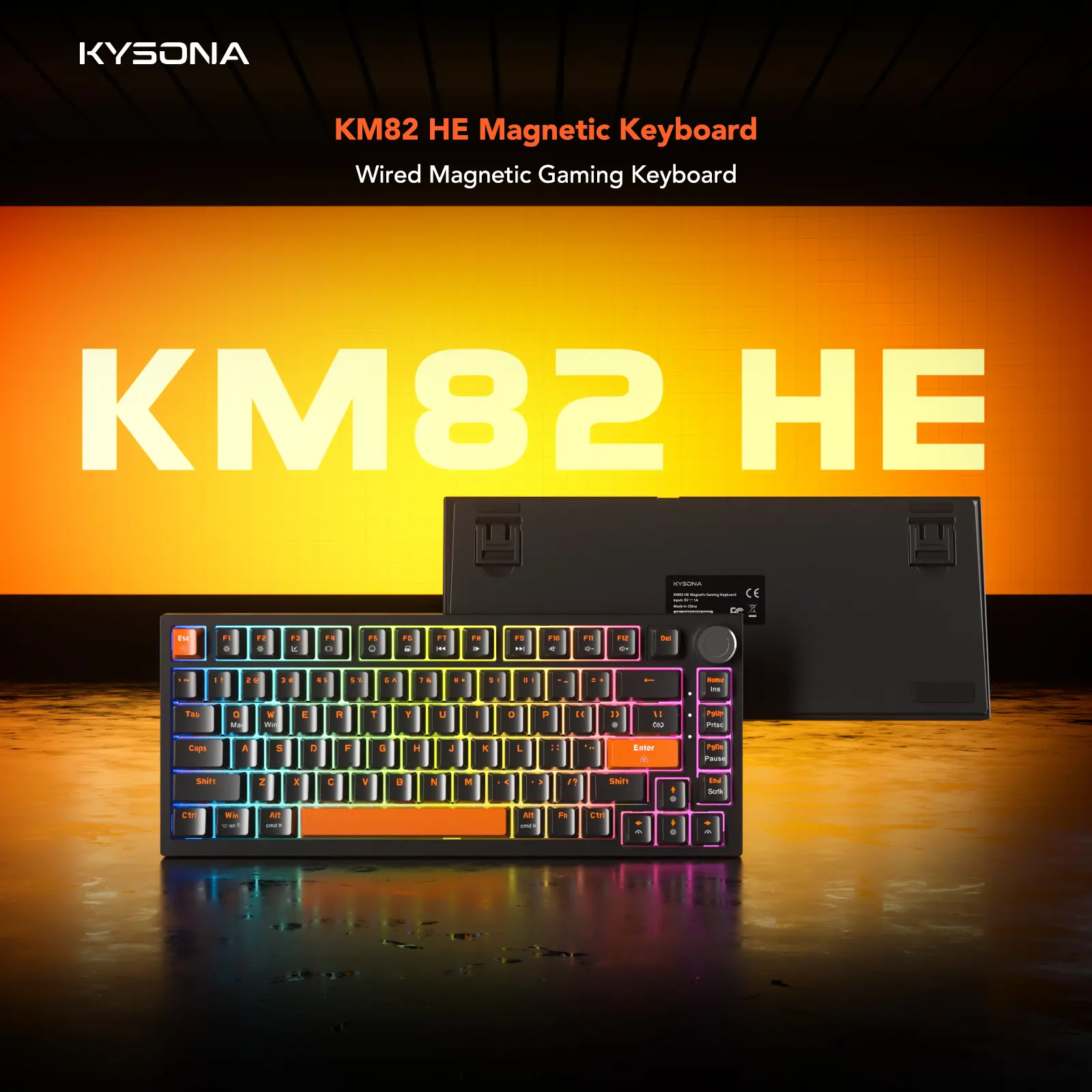 KYSONA KM82HE Magnetic Switch Keyboard 75% Gaming Keyboards Rapid Trigger 0.005mm 8K RGB Wired Esports Custom Keyboard for Gamer