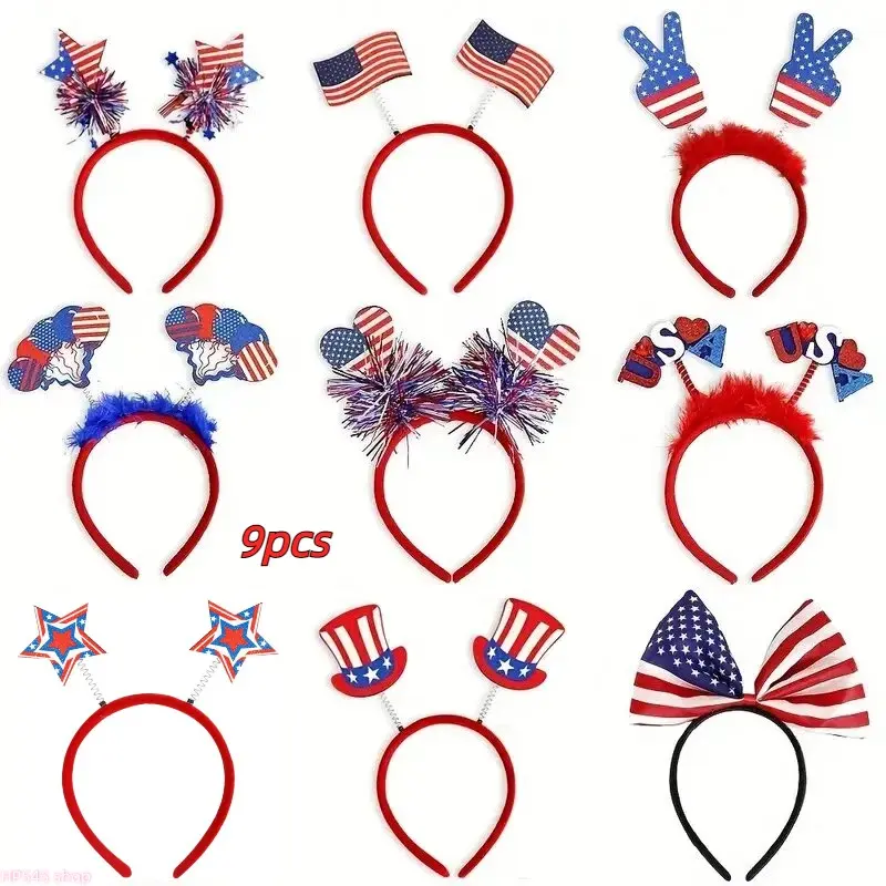 Unisex US Flag 2-Piece Fashion Accessories Kit - Square Headbands with Blue Bling Hair Fashion, Parade Sunglasses, Father’s Day Gift, Fathers Day, Anniversary, Us Pride Set, Fashion Headbands homedecor