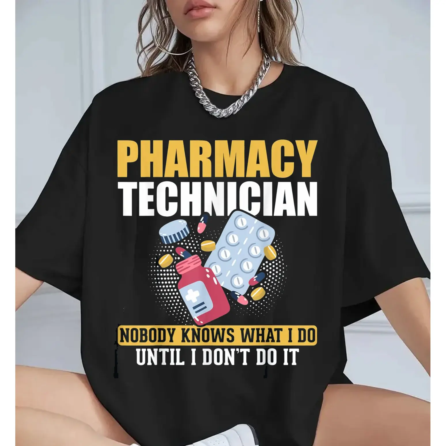 Women's 100% Cotton CPhT Pharmacy Technician "Nobody Knows" T-Shirt - Tropical, Fit, Casual, Comfortable Fabric