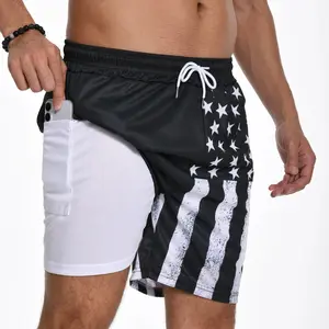 Men’s Swim Trunks with Compression Stretch, Beach Shorts with Pockets, No-Chafing Boardshorts, Breathable Fit, Hawaiian Beach Shorts, Sportswear