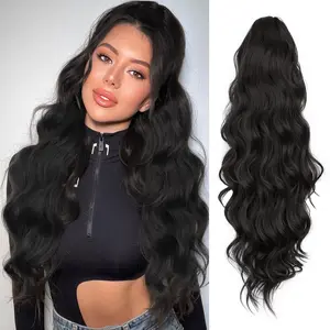 [Flash Sale]Ponytail Extension 26 Inch Long Wavy Claw Ponytail for Women Dark Brown Pony Tail Hair Extension Synthetic Ponytail Hairpiece for Daily Use