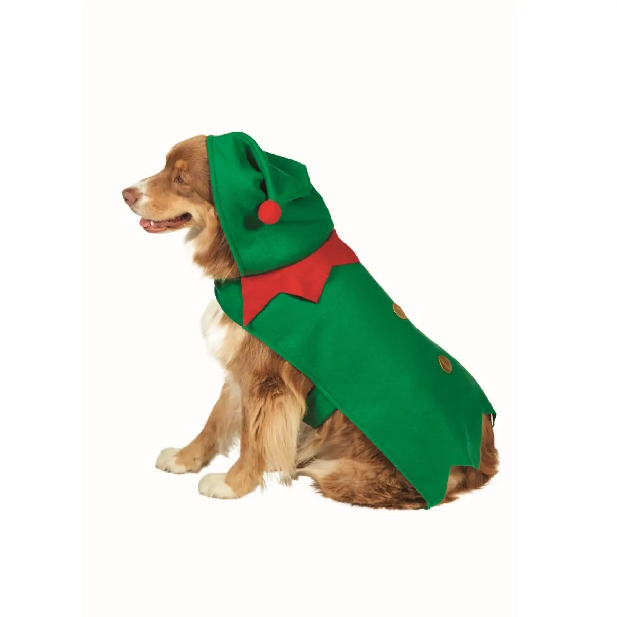 212 MAIN 1-Piece Easy Fitting 27 in. Green & Red Christmas Elf Dog Costume - Extra Small, for Holiday Pet Dress-Up, One-Piece