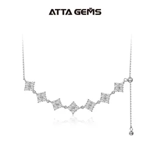 Luxurly D Color Synthetic Moissanite Necklace 45cm Pendant for Women Wedding Party Gift Bridal Fine Jewelry N005