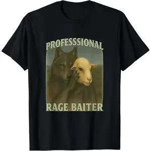 Casual Cotton shortsleeve tees Professional Rage Baiter Funny Gen Z Unhinged Novelty Meme T-Shirt