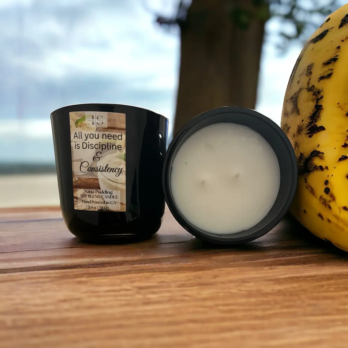 “All You Need is Discipline and Consistency” Nana Pudding Glass Candle