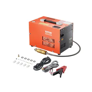 【FathersDayGift】 VEVOR PCP Air Compressor, 4500PSI/30Mpa Portable PCP Airgun Compressor with Built-in Converter & Fan Cooling System, DC12V/AC120V Manual-Stop Air Rifle, Paintball and Scuba Tank Compressor Pump