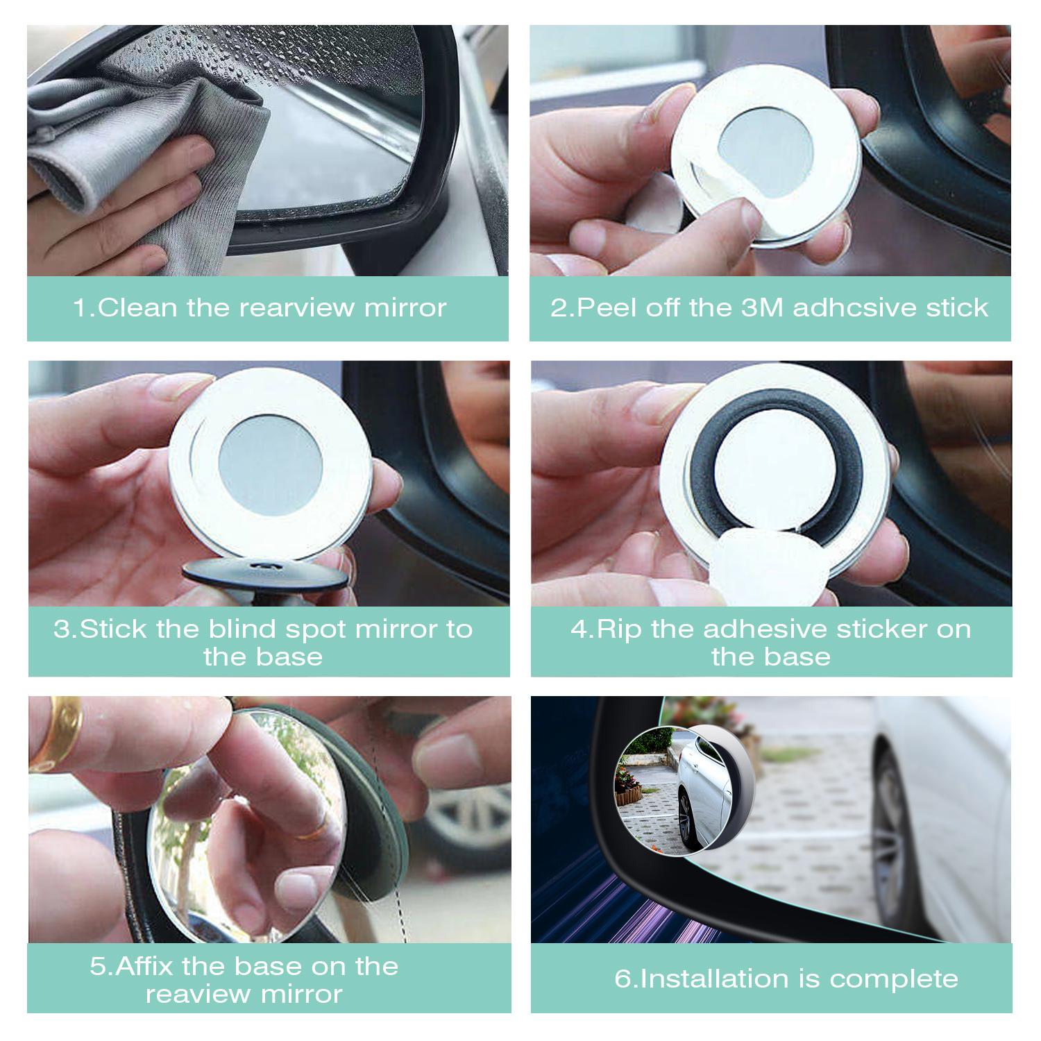 4Pcs 360° Adjustable HD Convex Blind Spot Mirrors, Wide Angle Side Rear View Mirrors for Cars SUVs Vans 4Pcs 360° Adjustable HD Convex Blind Spot Mirrors, Wide Angle Side Rear View Mirrors for Cars SUVs Vans