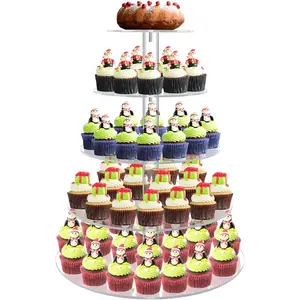 Cupcake Stand, 5 Tier Large Cupcake Stand for 50 Cupcakes, Round Tiered Cupcake Holder, Clear  Cup Cake Tower Stand, Dessert Table Display Set for Party, Wedding, Birthday, Party, Halloween
