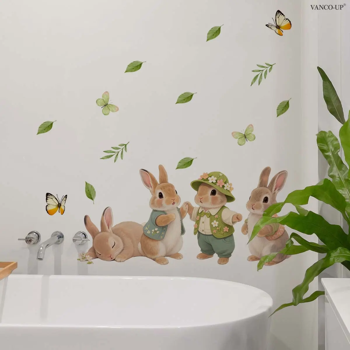 A (30*60cm) Easter Bunny Butterfly wall sticker, living room and entrance decoration and beautification sticker, self-adhesive M20496