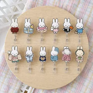 Miffy Inspired Acrylic Badge Reel – Cute Retractable Badge Holder for Nurses, Doctors, and Teachers