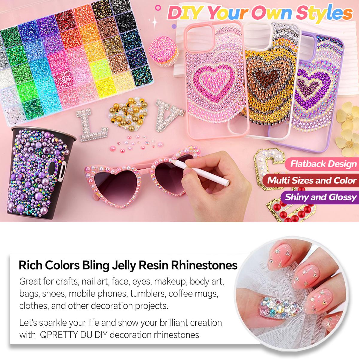 Resin jelly rhinestones for sparkling decoration; multi-colored 3mm flat-bottomed gemstones suitable for diamond painting; sparkling decoration sets suitable for nail art, crafts, books, makeup, etc.