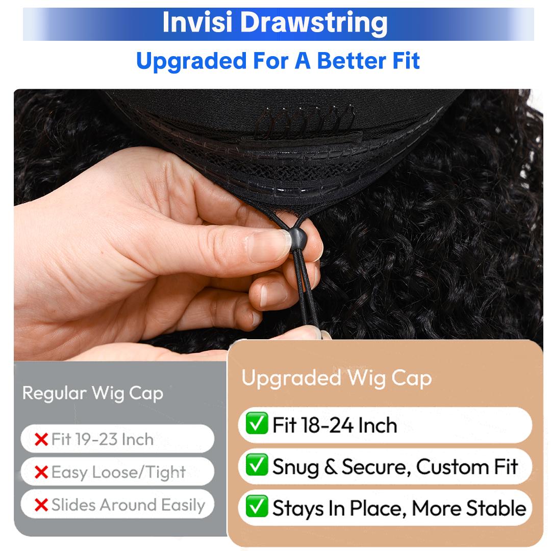 Nadula V Part Kinky Straight Wig Minimal Leave Out Glueless 100% Human Hair Natural Density Soft Blends Well EasiContour Adjustable Cap Beginner Friendly