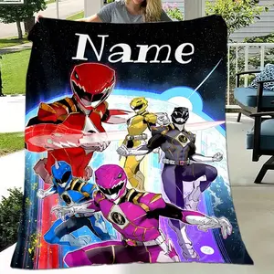 Customizable Cartoon Power Rangers Blanket - Washable in Machine, Perfect for Home Decor, Bed, Couch, Car Trips, And Camping Year-Round - Great for Christmas And Birthday Gifts for Family