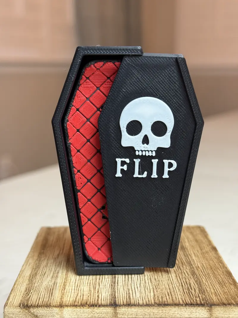 Coffin KickFlip | EDC Flip Tricks Premium Fidget - Dual Sided Magnetic Slider - Haptic Skateboard Fidget - Include Deck Crate