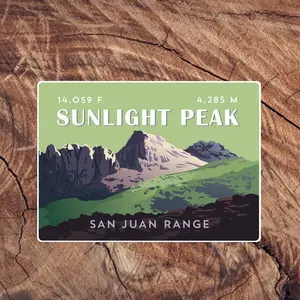 Sunlight Peak Colorado 14er Sticker