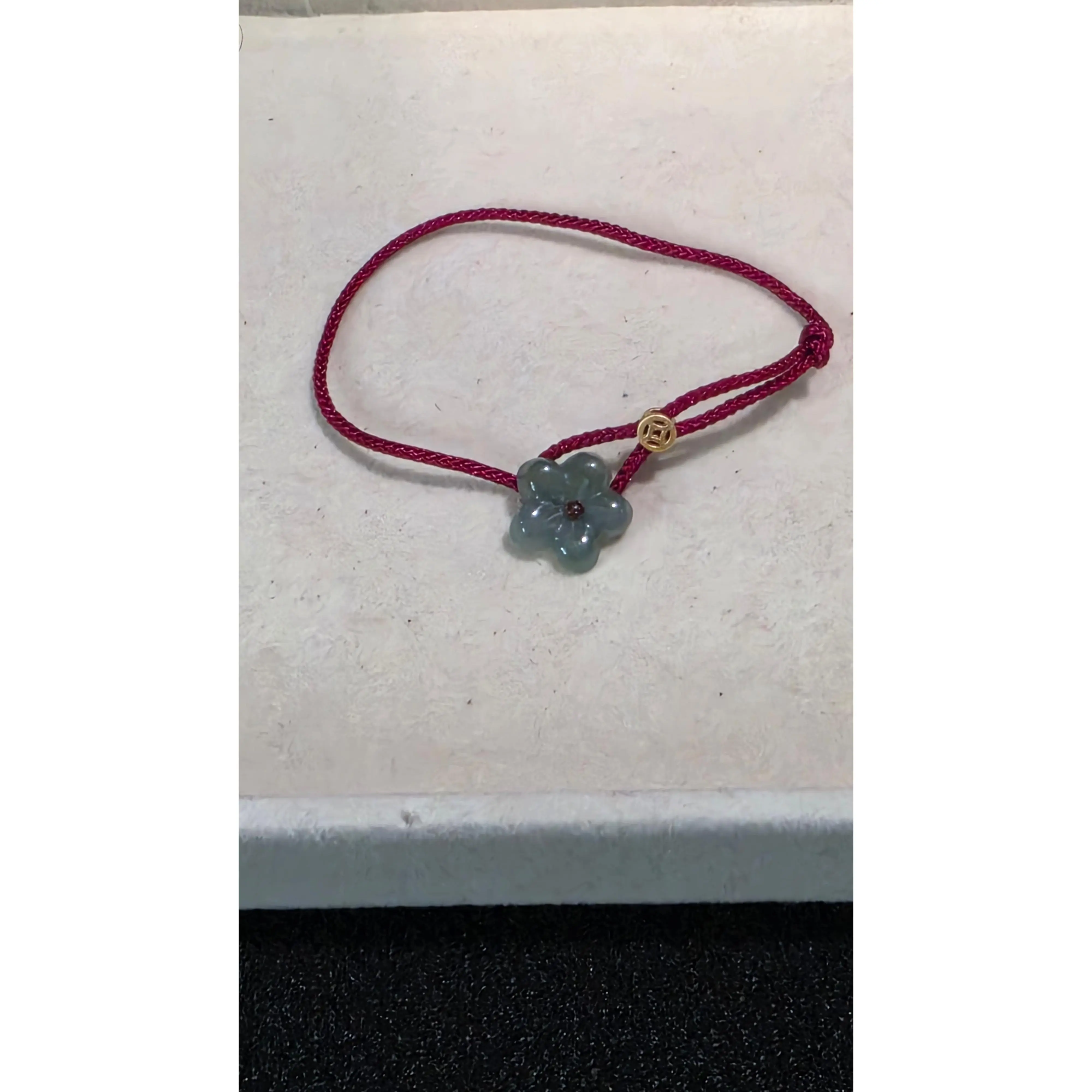 Blue Water Jade Blossom Adjustable Bracelet