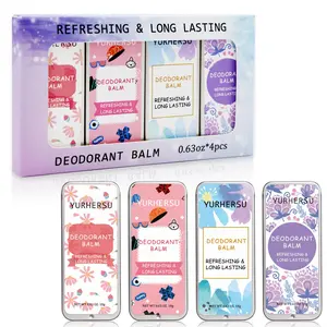 Refreshing Set Deodorant Balm, 4pcs/set Long Lasting Refreshing Solid Fragrance, Elegant Body Fragrances for Daily Use & Special Occasions