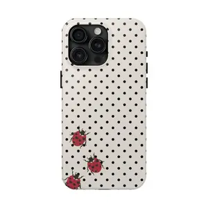 Ladybug Polka Dot Phone Case, Y2k Bug Art Cover, Cottagecore for iPhone 11-17