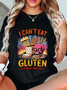 100% Cotton Unisex I Can't Eat Gluten It Makes My Tummy Hurts Funny gluten free T-Shirt