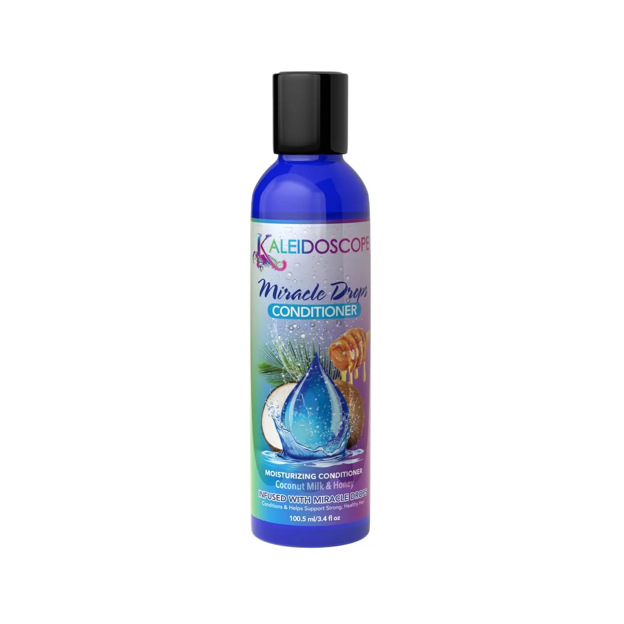 KALEIDOSCOPE MIRACLE DROPS Hydrating Haircare Cream Conditioner for Adults - 3.4 Oz (96G), Lightweight Biodegradable Coconut Blend, Hair-Moisturizing Nourisher, Detangler for Fragile Dry Hair, Natural Extracts, 3.0 to 5.9 fl. oz. Range, Moisture, Detangli