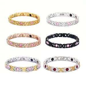 Gems Energy magnet bracelet, eco-friendly alloy with diamonds, adjustable ladies' wristband