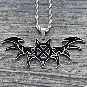 Ken Carson X Wing Necklace - Black Enamel Stainless Steel Teen X Pendant 1.5" Mirror Polished with Choice Chain Free Opium Gift Included