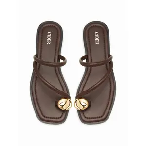 Cider METAL DECOR SQUARE TOE FLIP-FLOP SLIPPERS