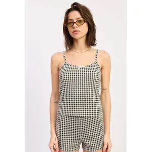 GINGHAM TANK TOP WITH BOW DETAIL
