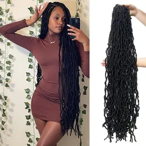 7 Packs Black Soft Locs 32 Inch Faux Locs Crochet Hair for Black Women Pre-looped New Locs Crochet Hair Extension (32 Inch (Pack of 7), 1B)