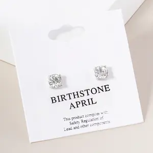 Small Clear Stud Earrings  | April Birthstone Earrings | Little Girl Earrings | 615899