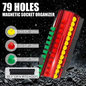 79-Hole Magnetic Socket Organizer with 39 Bit Slots for 1/4 3/8 1/2 Drives Game-Changer for Mechanics & DIY Pros ToolHacks GarageOrganization