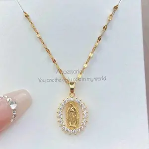 Virgin Mary Necklace-Unisex Jewelry Gift Virgencita Cadena