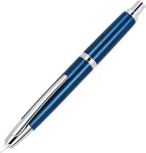 Jinhao 10 Capless Fountain Pen with Box, Blue Retractable Fine Nib Ink Pen with Converter Writing Set