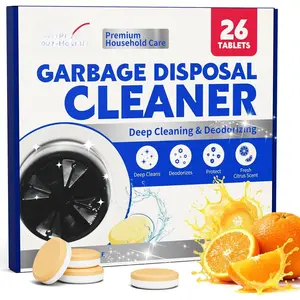 Garbage Disposal Cleaner and Deodorizer Tablets - 26 Pack,  XL Foaming Tablets, Citrus Scent Sink Cleaner and Deodorizer, Septic Safe Kitchen Cleaning Care, 1-Year