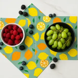 Eco Friendly Beeswax Food Wraps with Lemon and Orange Patterns for Sustainable Packaging Solutions. Healthy and Sustainable Choice. Reusable and washable Beeswax Food Wraps can last 6-9 month. And you can ditch plastic and help to save the planet!