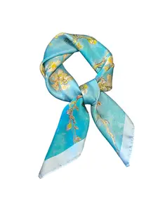 Women's Plant Print Square Scarf Floral Pattern Shawl Fashion Accessory, Breathable Multi-Functional Headband/bandana/scarf/purse Strap, Versatile Hair Decor