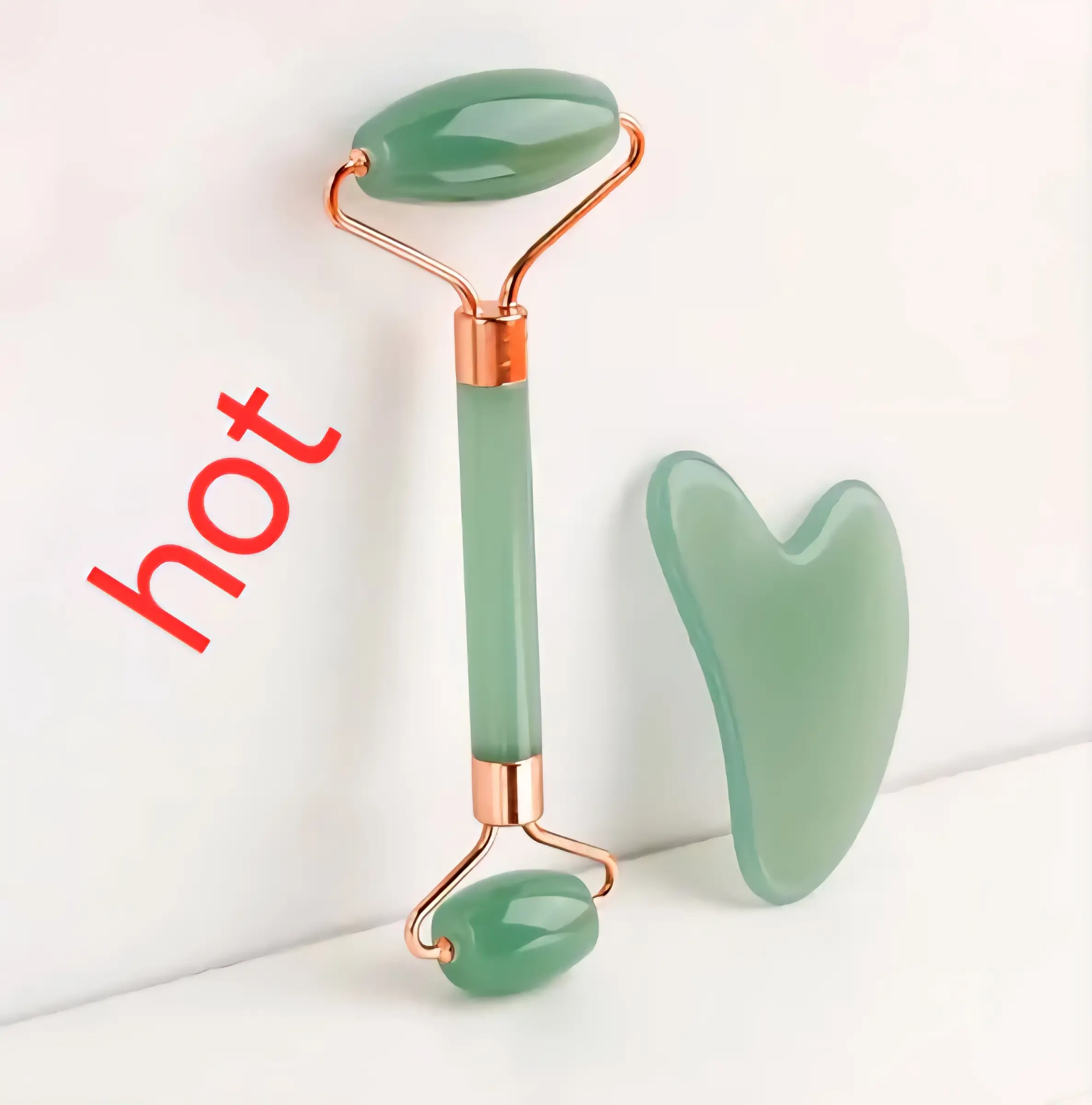 Jade Roller 2pcs Beautiful Skin Care Tool for Eyebrows Cheek Jawbone Use as Shown in Image Instructions for Grooming and Enhancing Cheek Definition