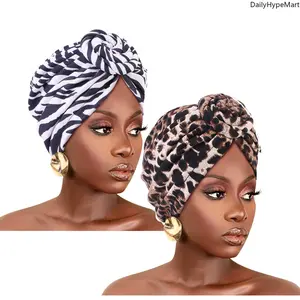 Ethnic Print Snail Floral Turban Hat, African Head Wrap, Hair Care Bonnet