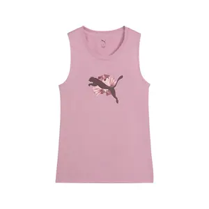 PUMA Womens Floral Ribbon Graphic Crew Neck Athletic Tank  Casual - Pink