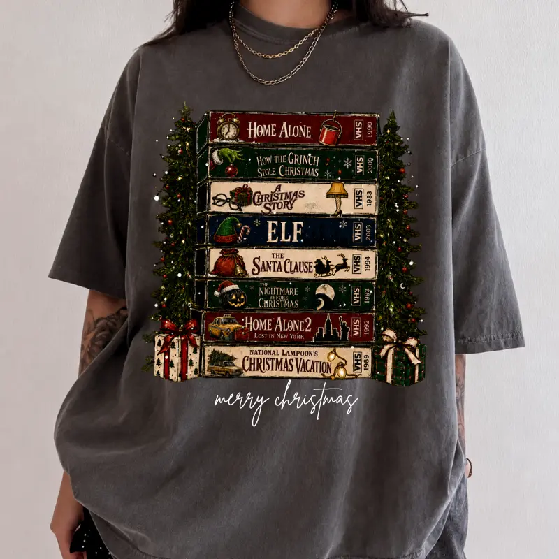 Comfort Colors Christmas Movie Shirt, Retro Christmas T Shirt, Funny Holiday Tee, Vintage Christmas Graphic Shirt, Cozy Xmas Tee, Christmas Gift for Women