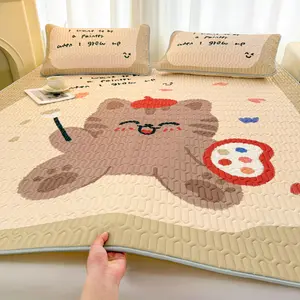 Cartoon Cat Pattern Cooling Bedding Set, Soft Breathable Foldable Mattress & 1/ Pillowcase, Bedding Supplies for Home Bedroom